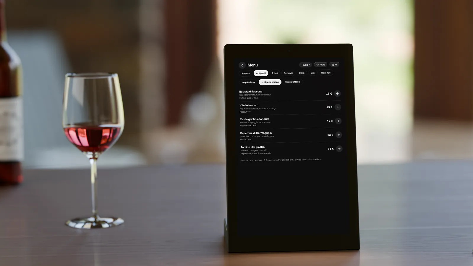 Display al tavolo: Menu con gli allergeni